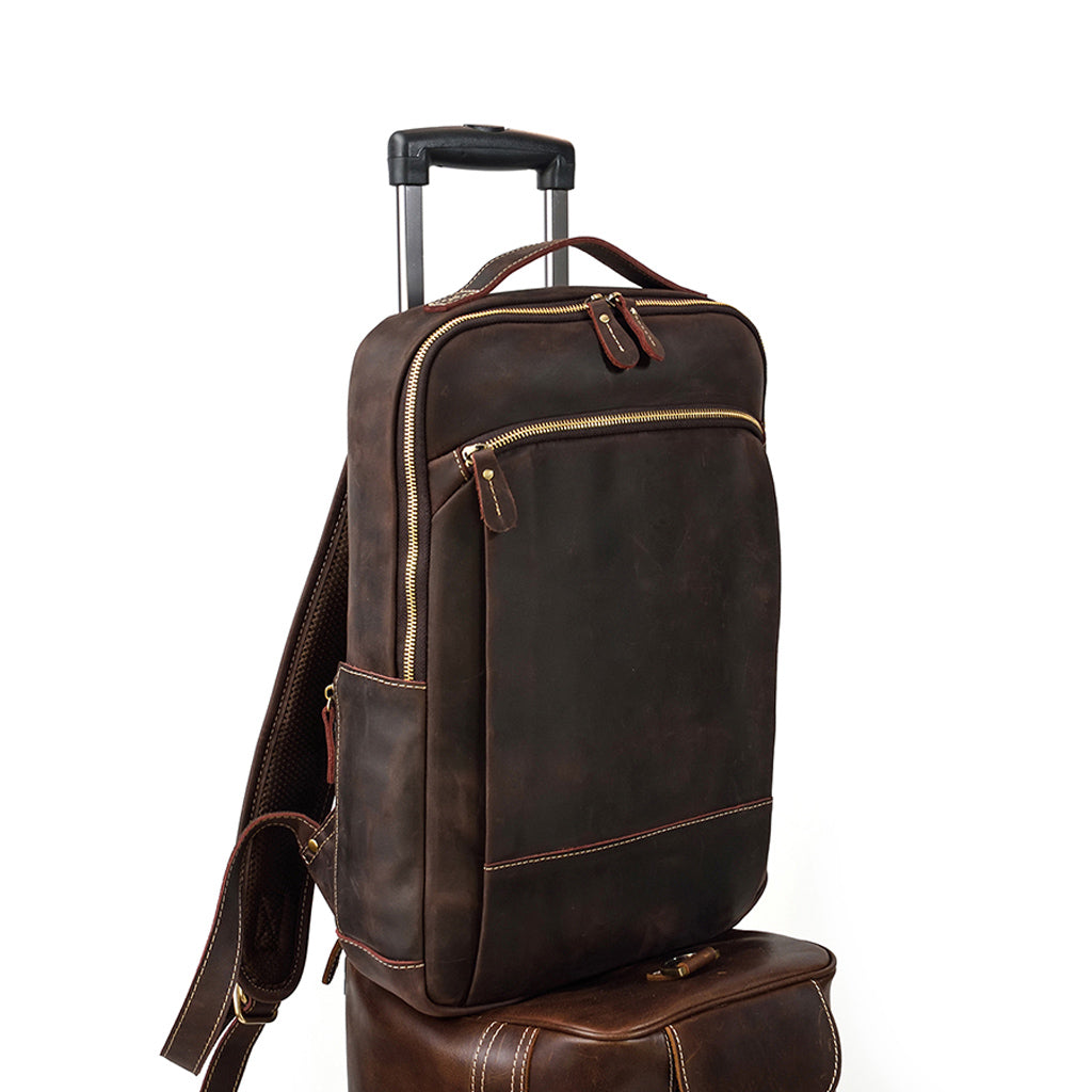 Mochila de Couro Impermeável Múltiplas Funções