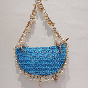 Bolsa de Praia Chic com Pérolas e Conchas