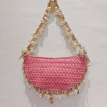 Bolsa de Praia Chic com Pérolas e Conchas