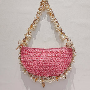 Bolsa de Praia Chic com Pérolas e Conchas