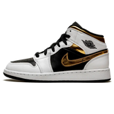 Tênis Air Jordan 1 Mid "White Gold" Branco / Dourado - 554725-190